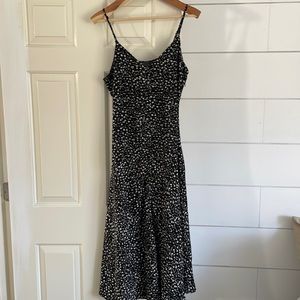 Black and white floral midi dress